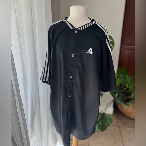 Vintage team button up Adidas Black and White Men's Jersey Shirt - Picture 1 of 4